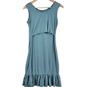 Milk Nursingwear Womens XS Blue Sleeveless‎ Ruffle Dress
